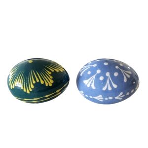 Decorative Blue and Green Ceramic Eggs